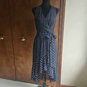 Eliza J Blue Asymmetrical Ruffled Halter Dress